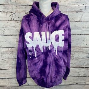 SAUCE AVENUE Sweatshirt Pullover Hoodie Purple Tie Dye-Medium